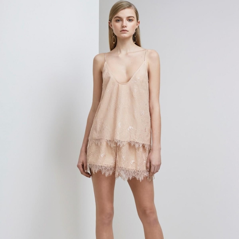 Keepsake Above Water Rose Pink Lace Shorts - Picture 2 of 8